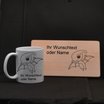 Früchstücksbrettchen mit Tasse  dino4